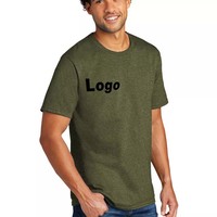 T-shirts Homme Vert Armée 100% Coton Personnalisés OEM Broderie Impression Logo Mode Décontractée Pas Cher Blanc Uni Col Rond Été 2026
