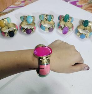 Pierre Naturelle avec Brass & Bone Design vente chaude fait à la main Femme Bracelet manchette 100% Os fait Bracelet - Product Image 6