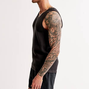 Prix de gros de débardeurs pour hommes, nouveau design, tissage tricoté respirant entièrement personnalisé avec impression de logo, de couleur unie - Product Image 2