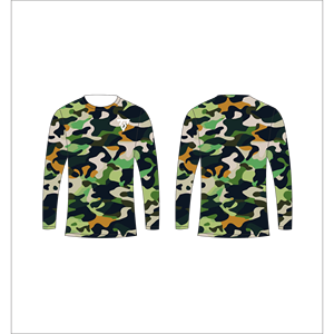 เสื้อยืดแขนยาวลายพรางสีเขียวป่าสำหรับผู้ชาย ลายพิมพ์หลากสีแบบนามธรรม คอกลม Trackstar OEM แบรนด์ส่วนตัว TSI-G05-P0834 - Product Image 1