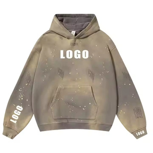 OEM personalizado de los hombres de lavado al margen Sudadera con capucha 100% poliéster Color sólido de alta calidad sudaderas con capucha de gran tamaño - Product Image 5