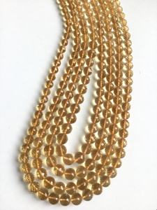 สร้อยคอทรงกลมพลอยซิทรินทรงเช็คเกอร์คัท ลูกปัดพลอยธรรมชาติสำหรับทำเครื่องประดับชั้นดี - Product Image 1