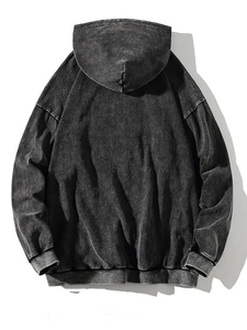 Sweat à capuche personnalisé avec logo du fabricant pour homme, vintage, délavé à l'acide, surdimensionné, en jersey de coton et polyester, teinté à carreaux pour l'hiver - Product Image 2