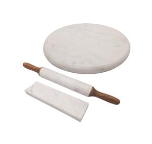 Tabla de Mármol Blanca India para Hacer Roti con Base Pesada y Rodillo de Madera/Tabla de Mármol para Enrollar con Rodillo de Madera - Product Image 4