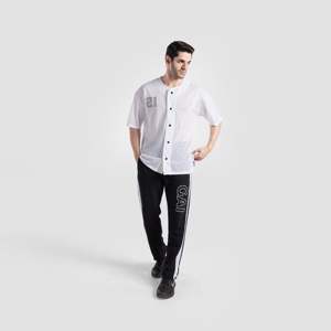 เสื้อยืดเบสบอลสำหรับออกกำลังกาย ผลิตจากผ้าโพลีเอสเตอร์ถัก 100% สีขาว - Product Image 4