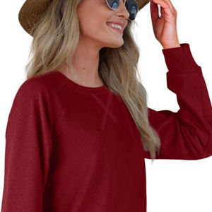 Sudadera regular de invierno personalizada para mujer, transpirable, 100% algodón, liso, en blanco, manga completa, ropa de calle, sudadera para mujer - Product Image 3