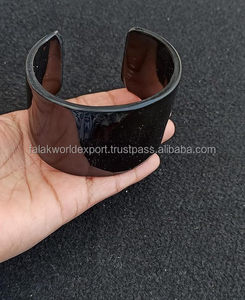 Brazalete de cuerno de buey negro artesanal personalizado, cuerno de búfalo natural con incrustaciones de plata en forma de estrella, accesorio de moda - Product Image 2