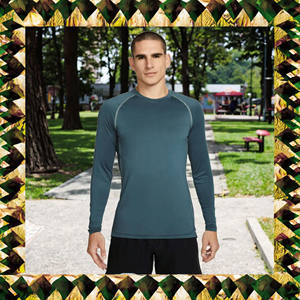 Haut de protection anti-UV à manches longues en polyester/nylon léger et respirant, tissu à séchage rapide pour hommes - Plage, piscine, activités estivales, soleil - Product Image 3