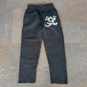 Pantalones de chándal para correr acampanados de cintura media informales para hombre, tela lavada con ácido, pintura de grafiti, estilo holgado de retazos salpicados - Product Image 6