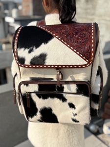 กระเป๋าเป้สะพายหลังหนังวัวขนเครื่องมือกระเป๋าด้านหน้าและด้านหลังกระเป๋าเป้แล็ปท็อปการเดินทางสะดวกสบายสำหรับการเดินทางกลางแจ้งทุกวัน - Product Image 4