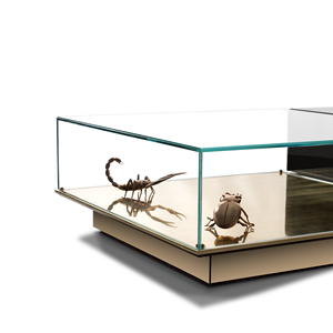 Contemporary Metamorphosis Center <b>Table</b> Durable Glass and Metal Home Furniture with <b>Mirrored</b> Feature for Living Room Use - Product Image 4