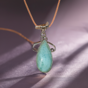 Unisex <b>Top</b> Grade 925 Sterling Silver Necklace Natural Larimar Drop Pendant Healing <b>Crystal</b> Fashion Fashion Pendants Charms - Product Image 1