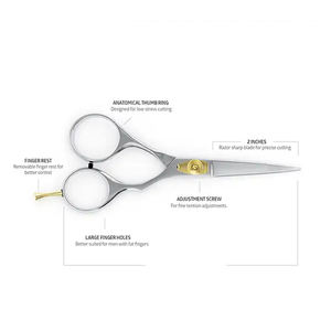 Pulido de espejo, Tijera para bigote de barba de acero inoxidable alemán, cuchillas afiladas, tijeras de peluquero con tornillo ajustable - Product Image 5