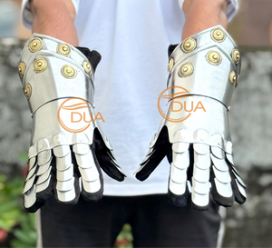 Gants d'armure de chevalier médiéval en acier, finition acier, gants de costume, armure portable pour cosplay et exposition - Product Image 3