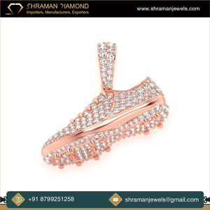 Pendentif chaussure en or 14 carats avec diamants naturels VS GH, cadeau unisexe, bijoux tendance pour anniversaire, fête, luxe, hip-hop, charme bling - Product Image 5