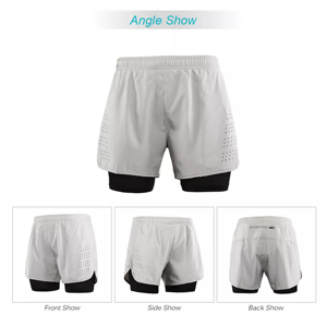 2024 mejores pantalones cortos deportivos de gimnasio para correr de secado rápido de doble capa para hombres al aire libre maratón Fitness pantalones cortos transpirables antiluz para hombres - Product Image 5