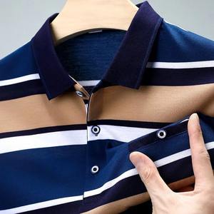 Camiseta de manga larga de algodón 100% para hombre, camiseta de base holgada a rayas con patrón sólido, estilo de lona a la moda - Product Image 4