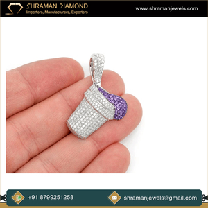 Pendentif en diamant moissanite double coupe violet personnalisé unisexe en or 14 carats, design accrocheur, bijoux fins, 2,5 carats et 14 grammes - Product Image 2