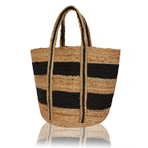 <b>Straw</b> Woven Fashion <b>Beach</b> Tote <b>Bag</b> Striped Pattern <b>Large</b> Size Shoulder Handle Eco Friendly Reusable - Product Image 3