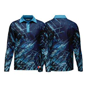 Polo personalizado de alta calidad con impresión por sublimación UPF 50, protección solar, secado rápido, transpirable, de talla grande, antibacteriano, manga larga - Product Image 4