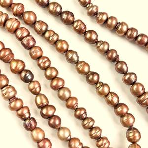 Perles de culture d'eau douce brunes de qualité supérieure, 8-9 mm, perles naturelles en vrac pour la fabrication de bijoux, brin de 15 pouces de long - Product Image 4