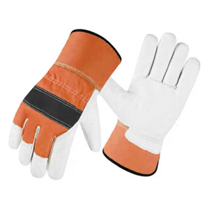 ถุงมือนิรภัยผ้าฝ้ายสำหรับงานก่อสร้างถุงมือหนังวัวฟอกฟอกฟันขาวทนทานใช้ในชีวิตประจำวัน - Product Image 3
