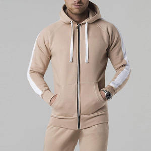 Ensemble de survêtements d'hiver pour hommes en polyester/coton, avec fermeture éclair, pour jogging, personnalisable avec logo brodé - Product Image 1