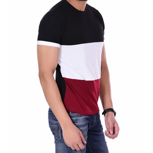 T-shirt uni pour homme à trois tons, 100 % coton, vente en gros pour impression - Product Image 3