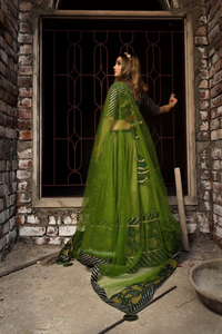 IDIKA VERT COTON SOIE LEHENGA avec filet doux dupatta ensemble VERT Floral Et Patola Imprimer Avec Feuille Travail Soie Lehenga Choli - Product Image 3