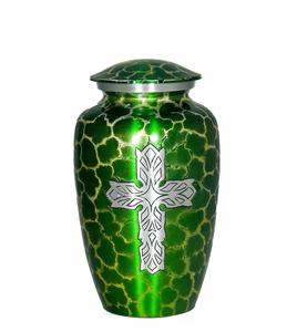 Celtic Cross Engraved Cremation <b>Urn</b> for Human Ashes Adult - Handcrafted Funeral <b>Urn</b> for Ashes <b>Large</b> Bag Included (Cloud Green) - Product Image 5