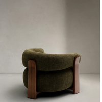 Fauteuil lounge individuel avec accoudoirs en bois modernes, idéal pour salon, hall d'hôtel, café et intérieur élégant.