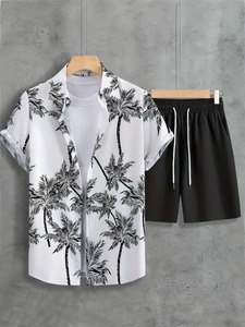 Ropa de vacaciones de verano para hombre, camisa de playa de gran tamaño con botones de manga corta, pantalones cortos, traje de chándal estampado - Product Image 6