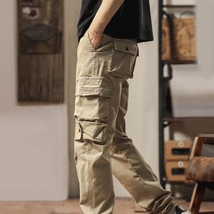 กางเกงคาร์โก้ผู้ชายกางเกงผ้าฝ้ายเอวผ่อนคลายกางเกงคาร์โก้สำหรับใส่ทำงานกางเกงคาร์โก้สีเทาไซส์ - Product Image 5