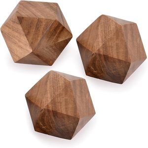 Juego decorativo de madera de acacia de 3 bolas redondas de 3 pulgadas estilo Ins MESA DE Navidad centro de mesa de café Decoración de casa cuencos de Metal - Product Image 2