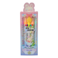 Stylos surligneurs brillants à double pointe avec motif de lapin mignon, logo personnalisé, surligneurs pastel brillants kawaii, papeterie pour enfants, école