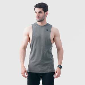 Infinity Motion Gym Tank <b>Top</b> Dark Grey Breathable Motion Tank Hood Collar XL Size Plain Muscle Bodybuilding for Workout Training - Product Image 4