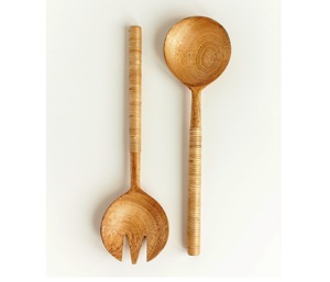 Ensemble de fourchettes en bois de mangue faites à la main ustensiles de cuisine cuillère cadeau Acacia mangue salade ensemble de 2 - Product Image 3