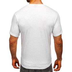 T-shirt en jersey tricoté à manches courtes pour homme, respirant, avec logo personnalisé imprimé, 100% coton, 250 GSM, blanc et noir - Product Image 2