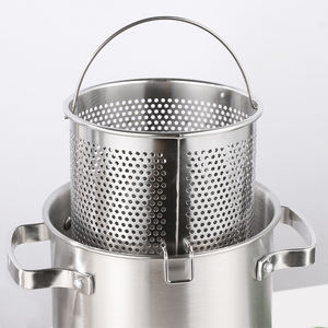 Ensemble de casseroles multifonctionnelles en acier inoxydable avec panier pour pâtes, soupes, fritures, induction et réchauds à gaz. - Product Image 3