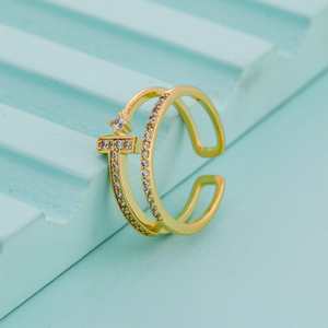 Bague tendance plaquée or 18 carats, montre élégante de style chrétien avec incrustation étoile, style hip-hop, cadeau parfait - Product Image 1