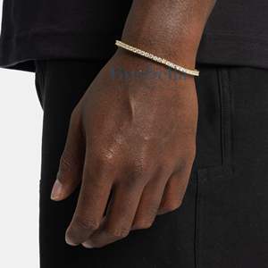 3Mm Argent Sterling 925 avec chaîne plaquée or blanc Bracelet Tennis en or Moissanite pour hommes Cadeaux Bijoux en gros - Product Image 1