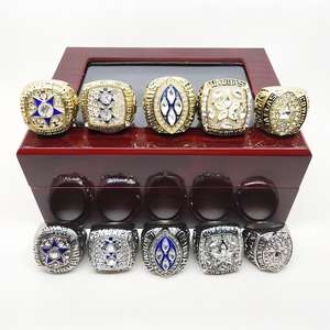 5 veces Cow Boys World Champions Rings Set con caja de madera Regalos para hombres Mujeres Padres jóvenes Anillo de Campeonato - Product Image 4