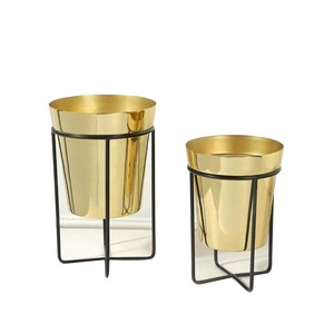 Maceta de flores con acabado dorado para interiores o exteriores para bodas, banquetes y decoración de hoteles para uso en el suelo del hogar y el jardín - Product Image 3