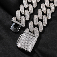 Rappeurs de luxe 20mm glacé chaîne en or rose coupe baguette Moissanite chaîne à maillons cubains Hip Hop diamant chaîne cubaine pour hommes