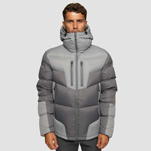 Chaqueta Acolchada Reversible Impermeable con Capucha para Hombre, Color Gris Platino, con Bolsillos con Cremallera y Diseño de Estrella, Termosellada de Alta Calidad - Product Image 2