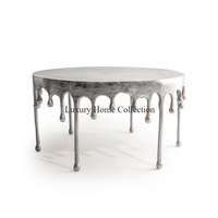 Drops Design Heavy Duty Centre Table Couleur Argent Design Unique Fait Main Aspect Attrayant Miroir Poli Admirable Look Fournitures