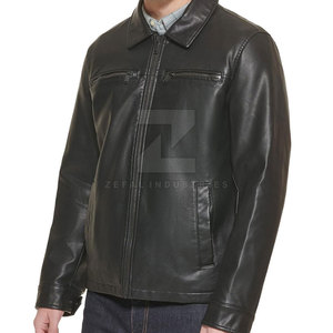 Veste en cuir personnalisée de haute qualité pour hommes col montant Logo avant mode d'hiver imperméable et respirant - Product Image 6