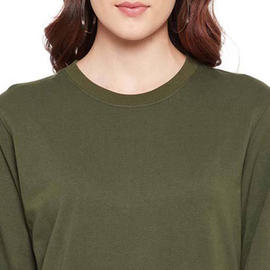 Sweat-shirt à manches longues ample à col rond en coton 100% avec logo personnalisé de haute qualité pour femmes - Product Image 5