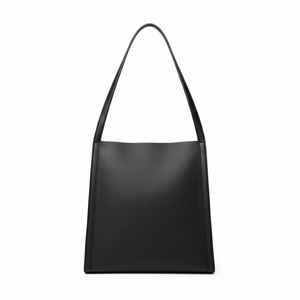 กระเป๋าโท้ทหนังแท้สีดำสไตล์วินเทจสำหรับผู้หญิง กระเป๋าสะพายไหล่ใบใหญ่สำหรับทำงาน กระเป๋าถือทรงถังแบบมินิมอล กระเป๋าสะพายข้างสำหรับใช้ในชีวิตประจำวัน - Product Image 2