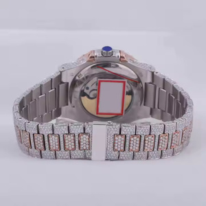 Reloj de diamantes de moissanita de primera calidad para hombre, reloj ostentoso totalmente helado con correa de acero inoxidable y diseño Hip Hop de lujo - Product Image 3